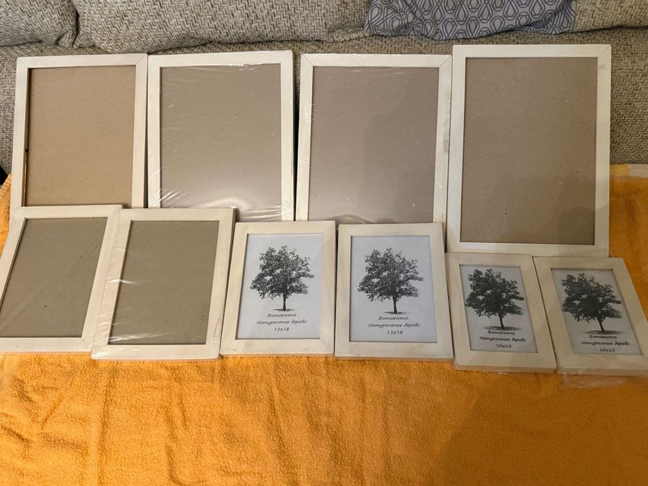 Фоторамки різних розмірів з натурального дерева 10 шт
