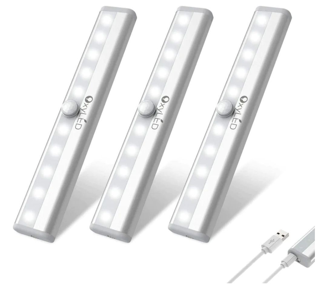 Oświetlenie Podszafkowe LED Lampka z Czujnikiem Ruchu, USB LISTWA 3x