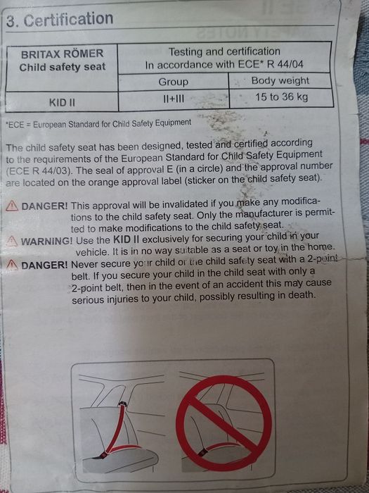 Cadeira Auto Romer Britax Kid II 4 aos 12 anos