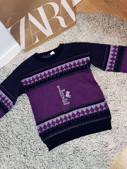 Marco love 140 piękny fioletowy sweter dziecięcy sweterek zimowy