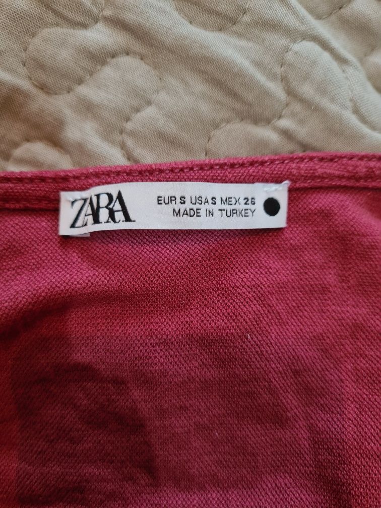Sukienka bordowa midi Zara r. S/M rustykalna viscoza