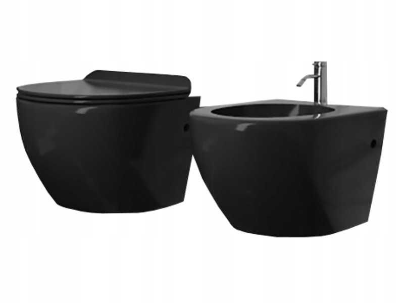 Miska WC CATANIA rimless TORNADO black deska Duroplast UV Nano coating