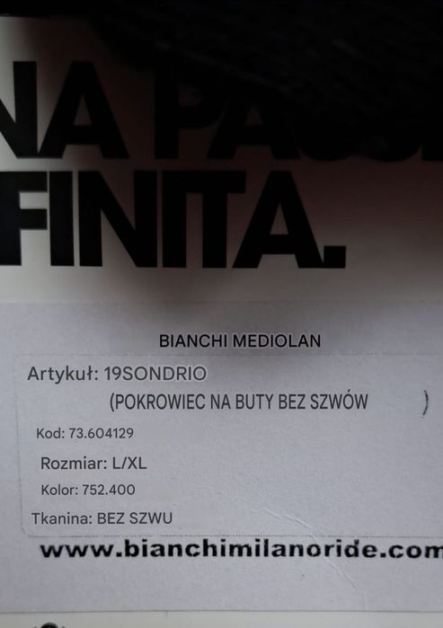 Ochraniacze na buty kolarskie rowerowe Bianchi Milano  rozm.L/XL