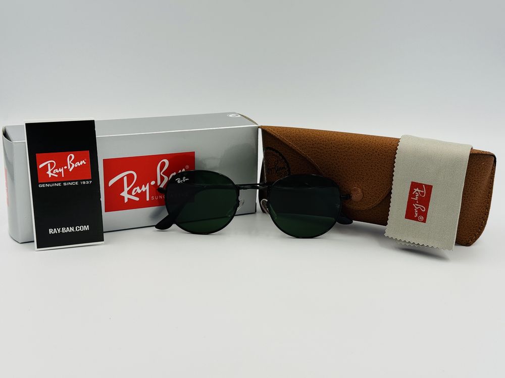 Солнцезащитные круглые очки Ray Ban Round Metal 3447 Green 50мм стекло