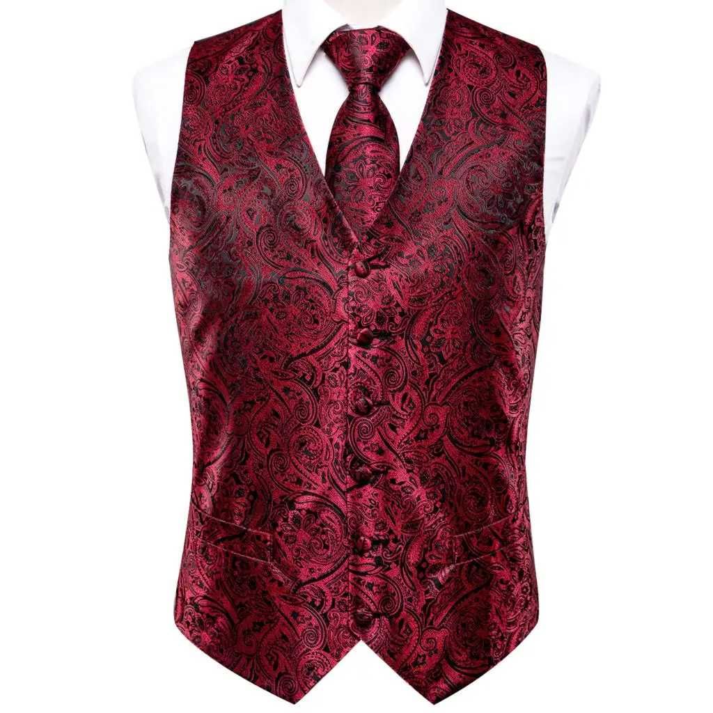 S M L XL Kamizelka elegancka garnituru czerwona czarna męska zestaw
