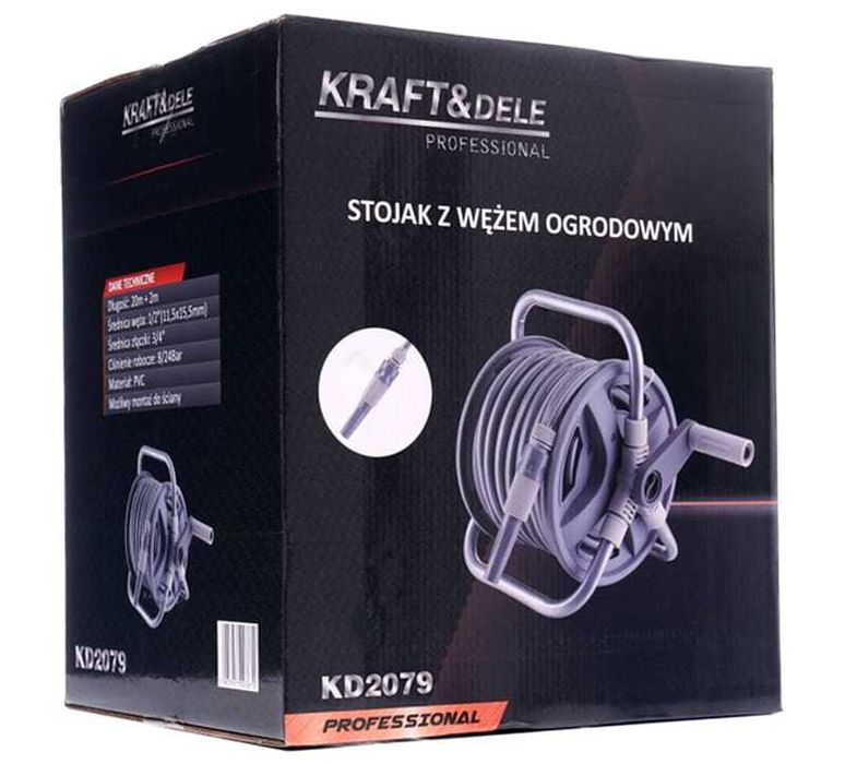 KRAFT&DELE Wąż Stojak Ogrodowy Zwijany Na Bębnie 20m 3/4" KD2079