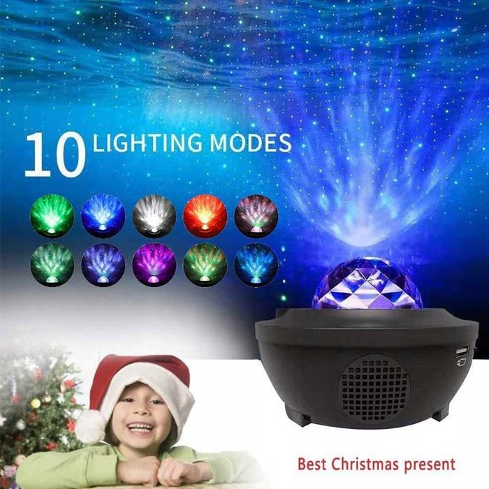 Projektor gwiazd star Lampka nocna LED USB + Pilot CZARNY