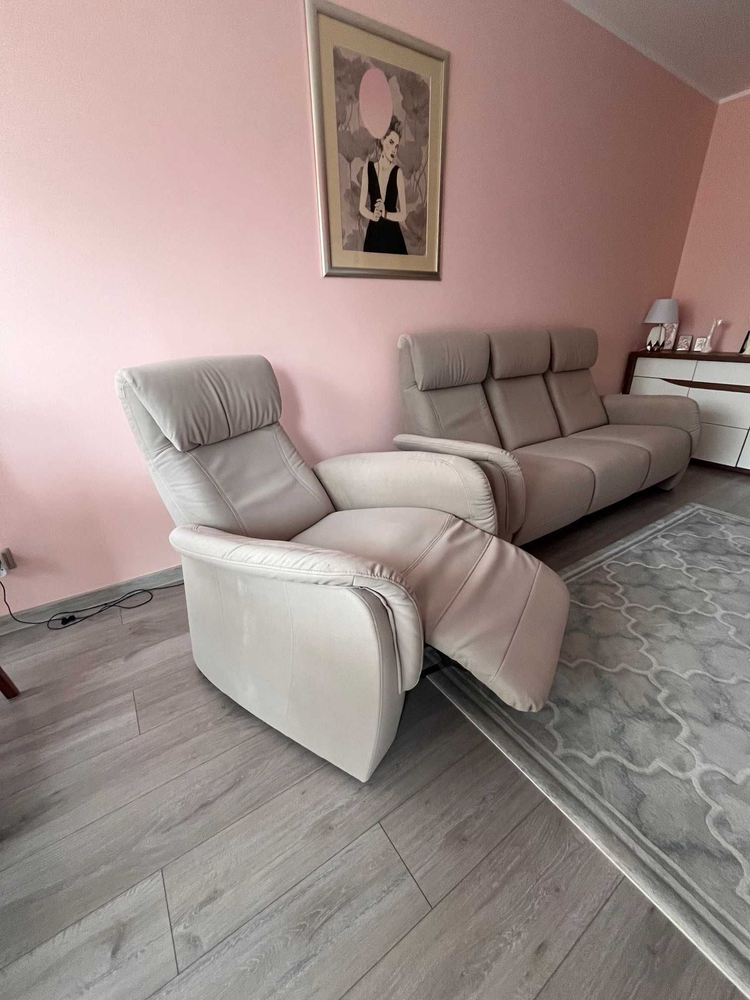Sofa trzy osobowa rozkładana + fotel rozkładany