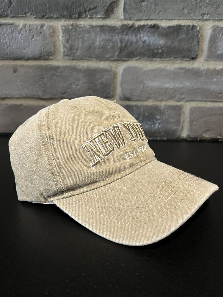 Nowa khaki czapka z daszkiem New York bawełniana unisex vintage