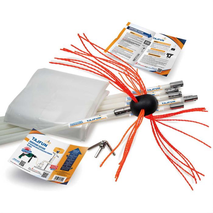 Zestaw szczotka do czyszczenia komina obrotowy na wiertarkę TAJFUN 6 m