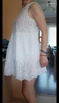 Sukienka haftowana biała ciążowa 38