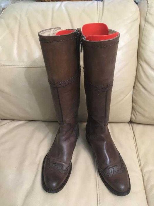 Італійські шкіряни чоботи оксфорди  коричневі VERO CUOIO