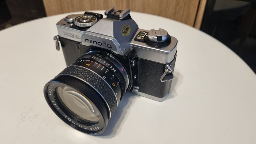 Minolta xg9+obiektyw Chinon 28mm f2.8 - CZYTAJ OPIS !