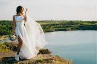 Атласна весільна сукня S XS корсет