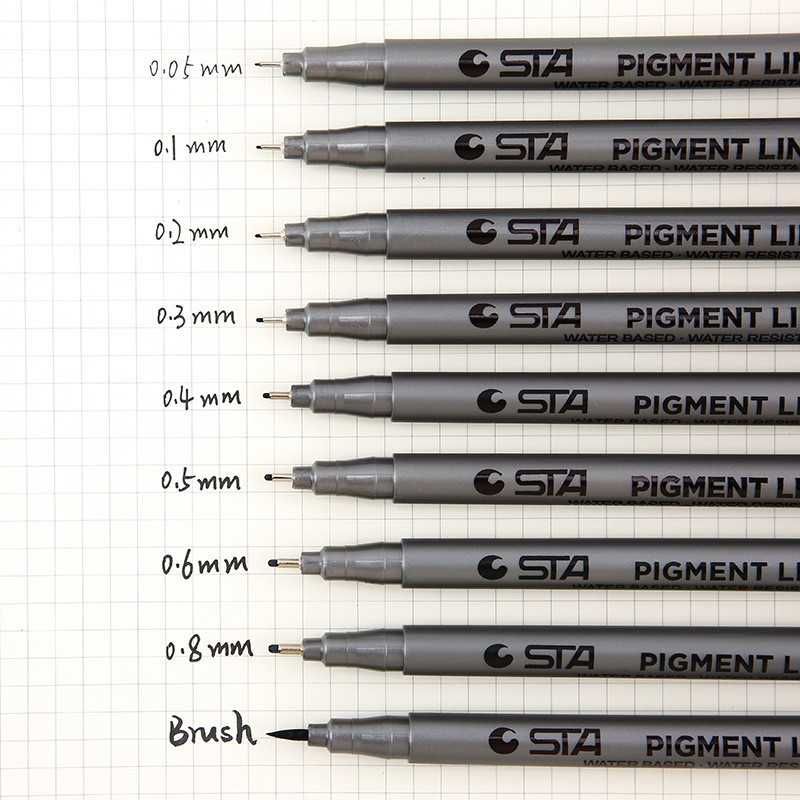 Лінер капілярна ручка маркер набор 9 шт STA лайнер