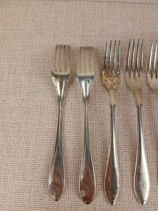 Zestaw 12 widelców Prima NS ALP Szwecja Posrebrzane 19 cm Inicjał H