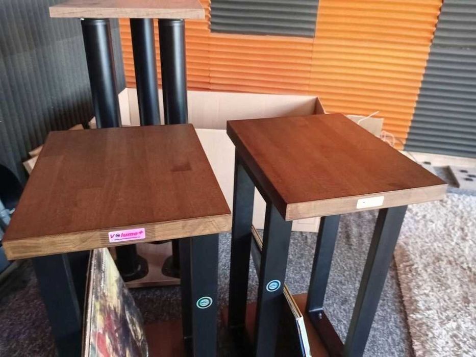 STANDY podstawy pod kolumny stojaki premium VolumePlus drewno buk+stal