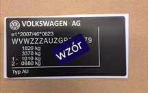 Tabliczka znamionowa pod zamówienie Volkswagen