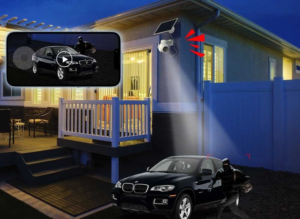Kamera Zewnętrzna XO WiFi Obrotowa Solarna 360° 2K Tryb Nocny Z Głosem