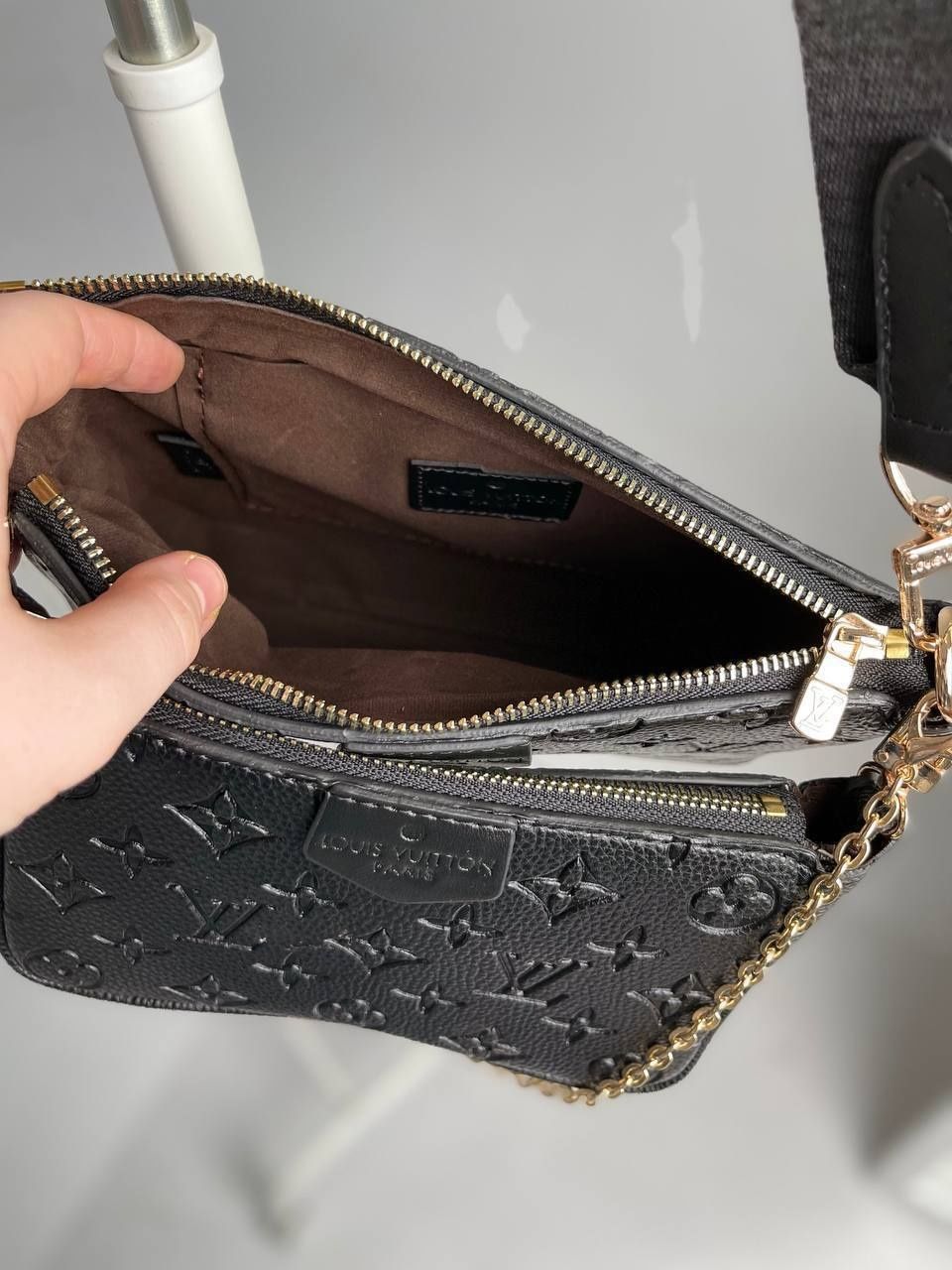 Женская черная сумочка Louis Vuitton, Multi Pochette сумка Луи Витон