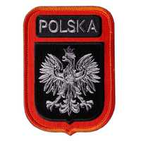 Emblemat wojskowy duży Orzeł Polska tło pomarańczowe na rzepie