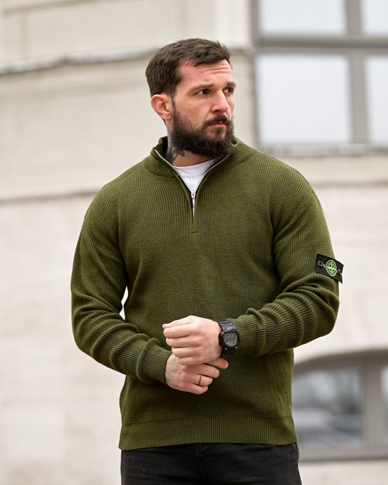 чоловічий светр stone island чорний сірий олива/чоловічий светр на зіп