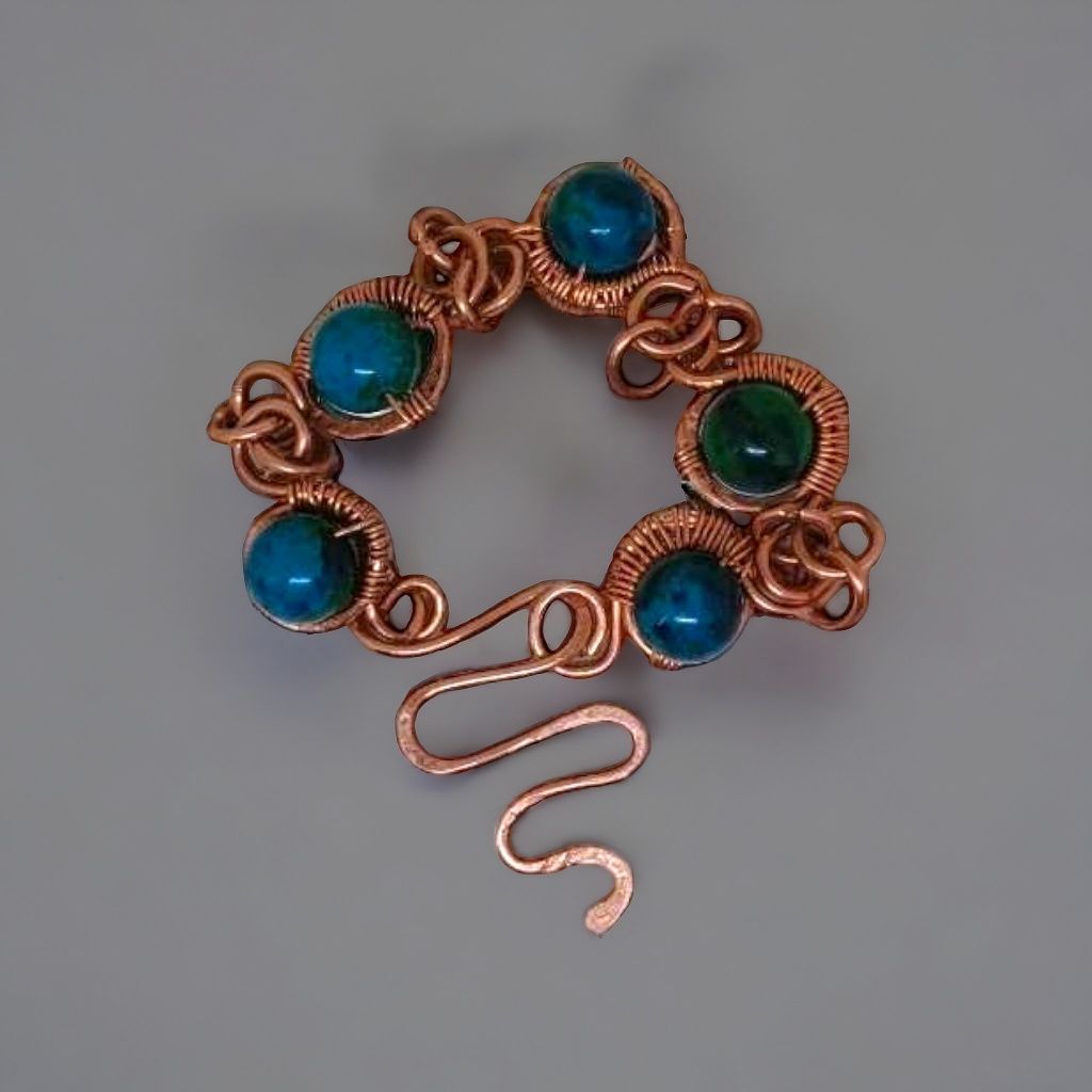 Bransoletka handmade z Chryzokoli i czystej miedzi