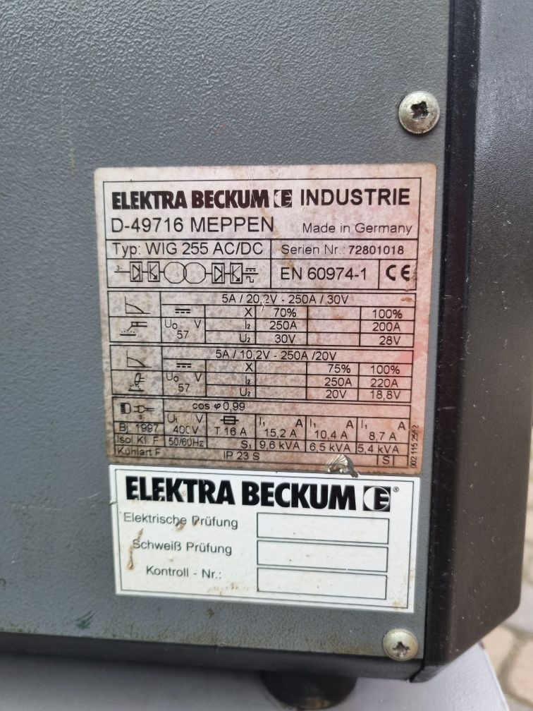 Spawarka inwektorowa Elektra Beckum WIG 255 AC/DC