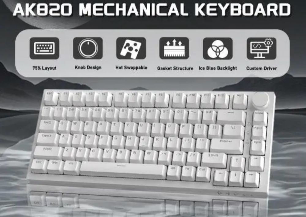 Ігрова механічна клавіатура AJAZZ AK820 WHITE , із підсвіткою