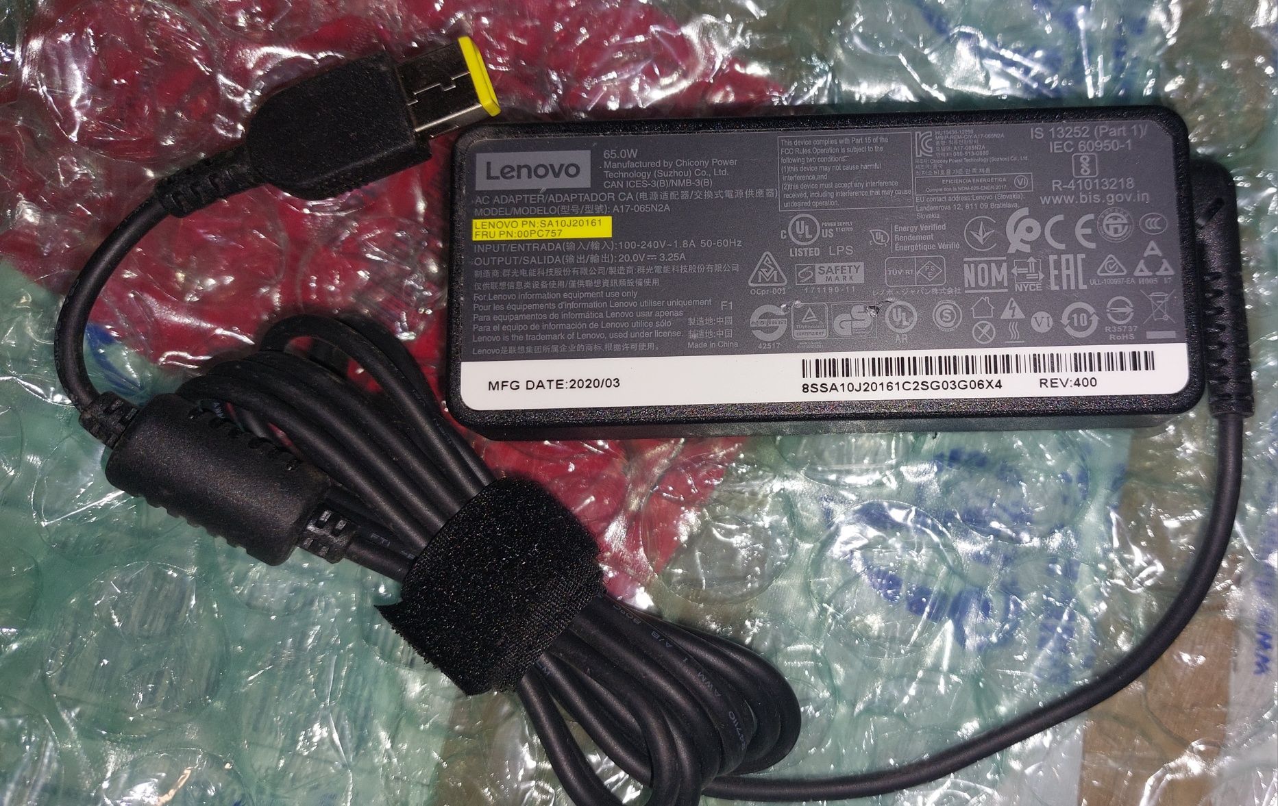 Блок живлення, адаптер Lenovo 65W (20В, 3,25А) - Б/В