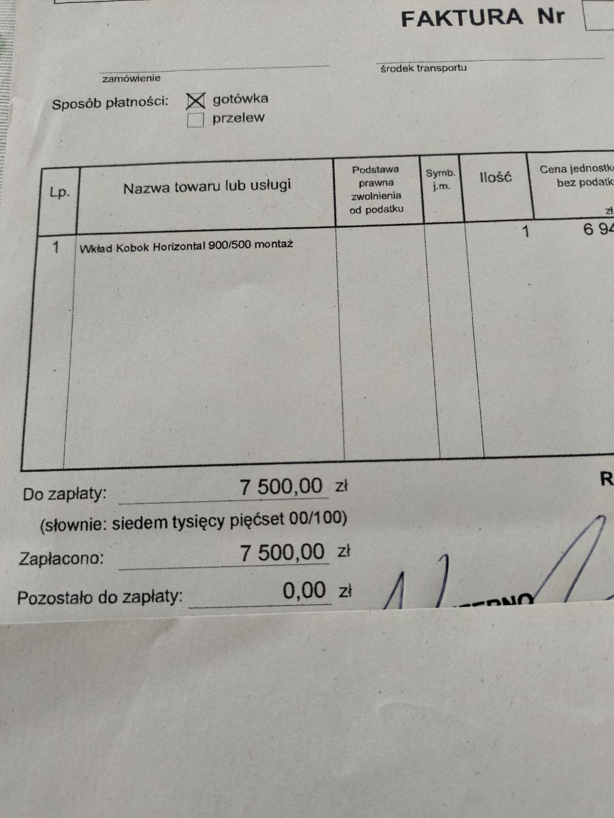 Kominek 900/500 wraz z przyłączeniami i zabudową