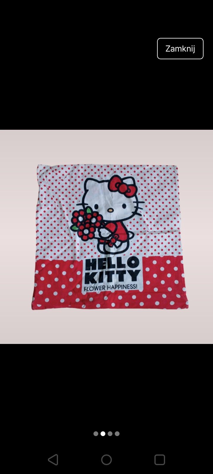 mała poszewka na jaśka poduszkę 37cm hello kitty biało czerwona