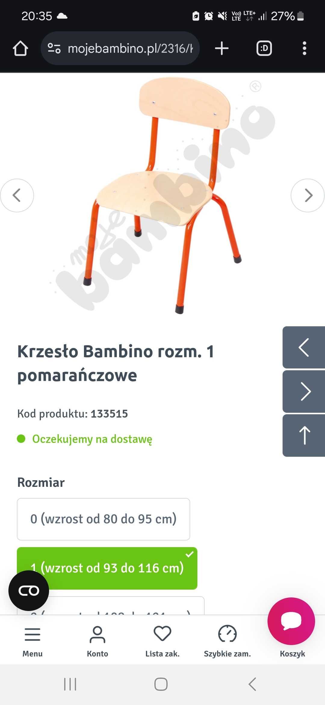 Sprzedam krzeselko przedszkolne