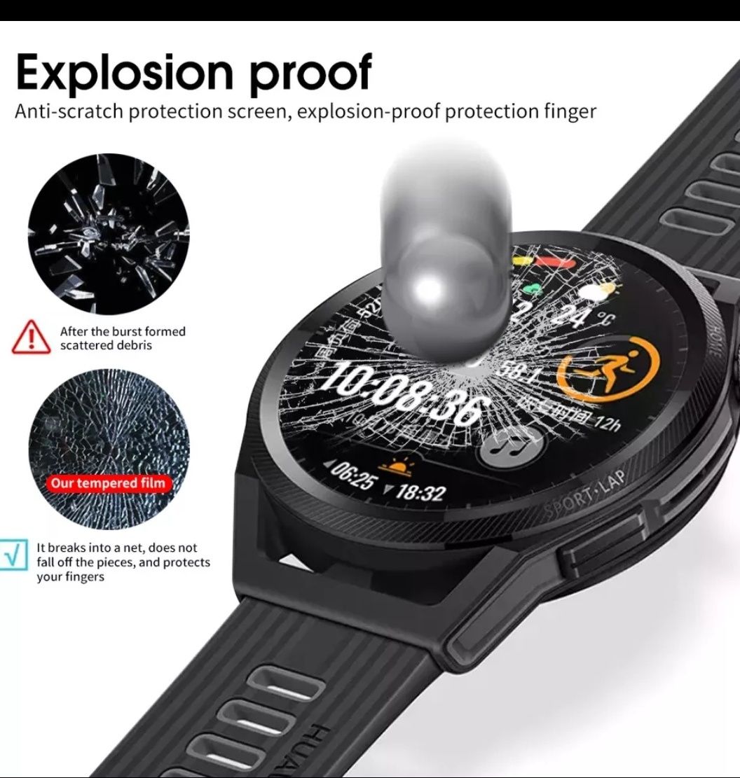 Захисне скло для Huawei gt 3 (46mm) також є для інших типів годинників