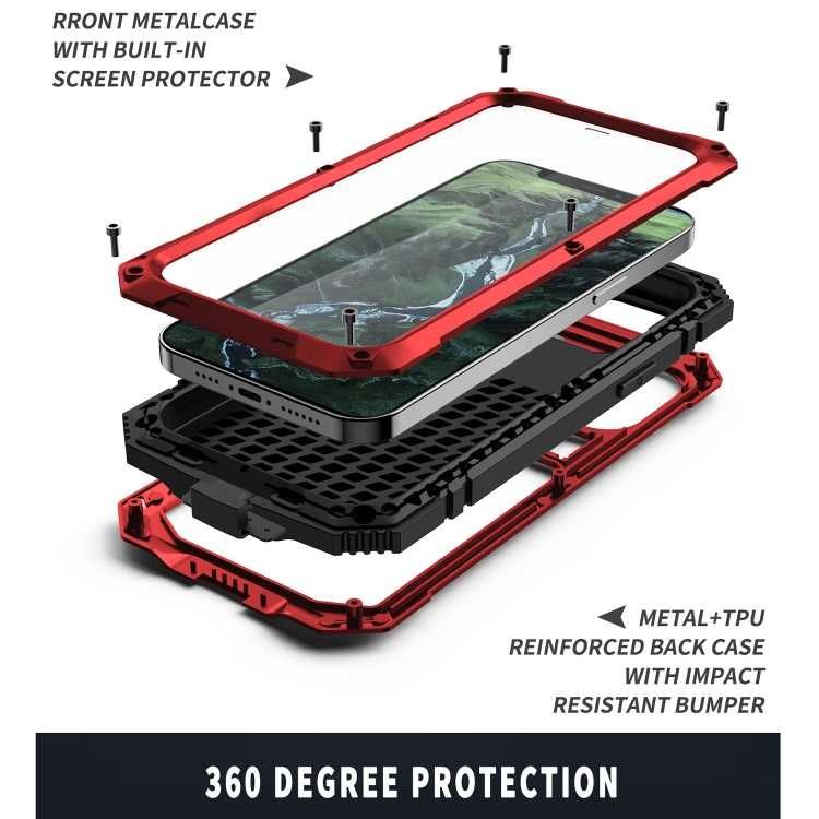 R-JUST Pancerne Etui Antywstrząsowe do iPhone 12/12 Pro czerwone