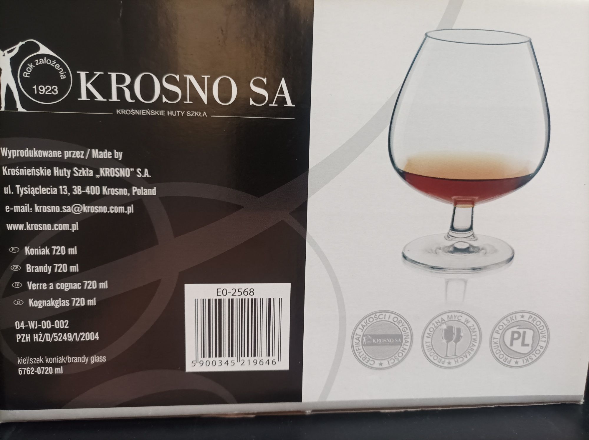 Kieliszki do koniaku 720 ml 6 sztuk