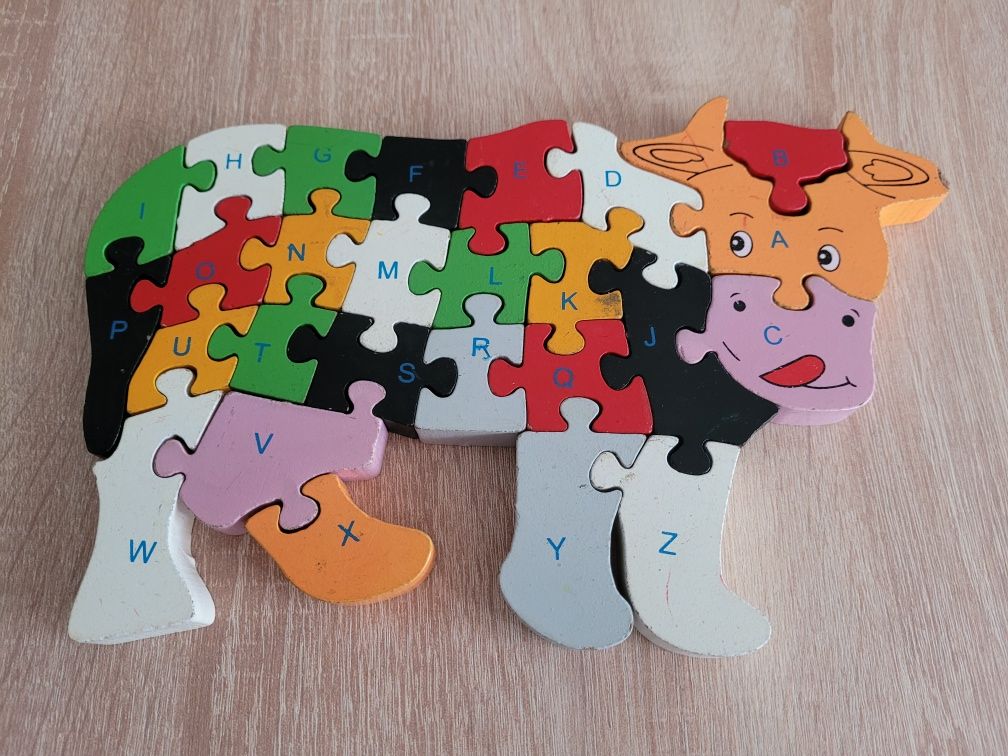 Puzzle drewniane nauka liter i liczb