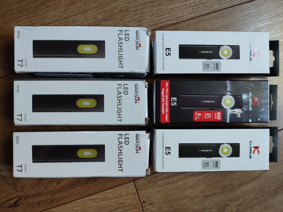 Klarus e5,Warsun T7 edc ліхтар