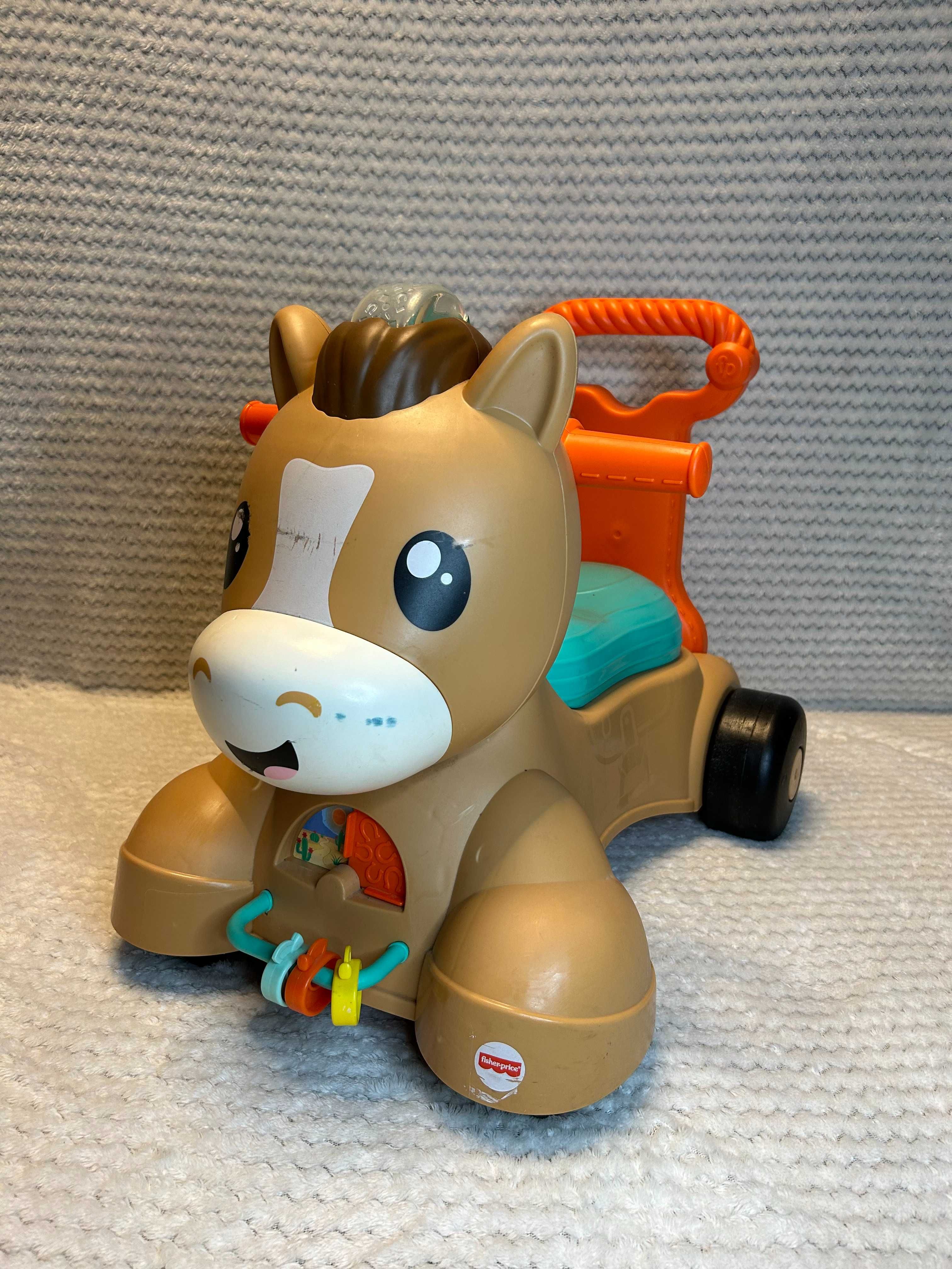 FISHER PRICE Jeżdzik wózek Pchacz Kucyk Spacerowy 3W1 język włoski