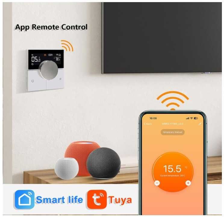 Inteligentny termostat KETOTEK KTF0176, sterowanie kotłem Wifi