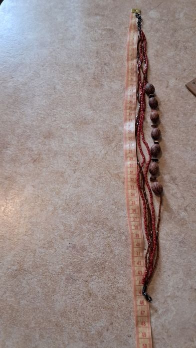 Ожерелье винтажные бусы коралловые с сатиновое бисером и перламутром