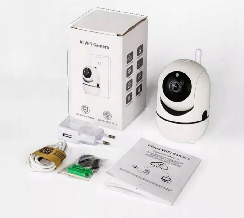 Kamera niania bezprzewodowa FULL HD obrotowa czujnik ruchu Wi-Fi SD