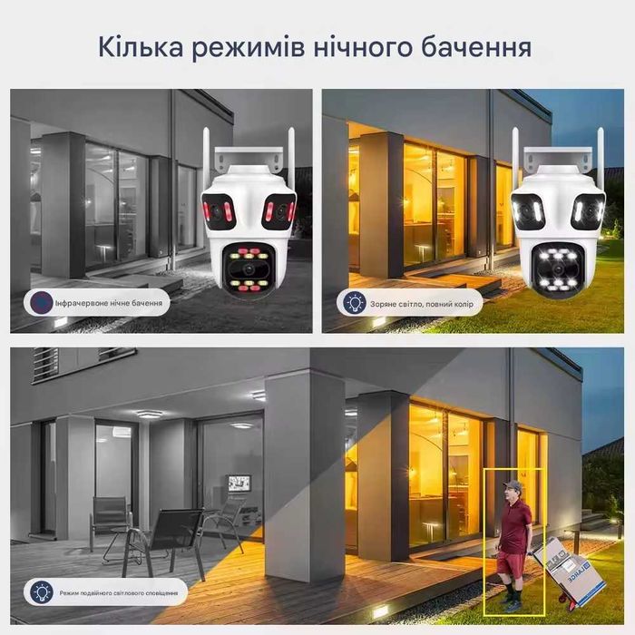 Wifi Тройная камера видеонаблюдения 9 Мп ICsee Потрійна відеонагляду