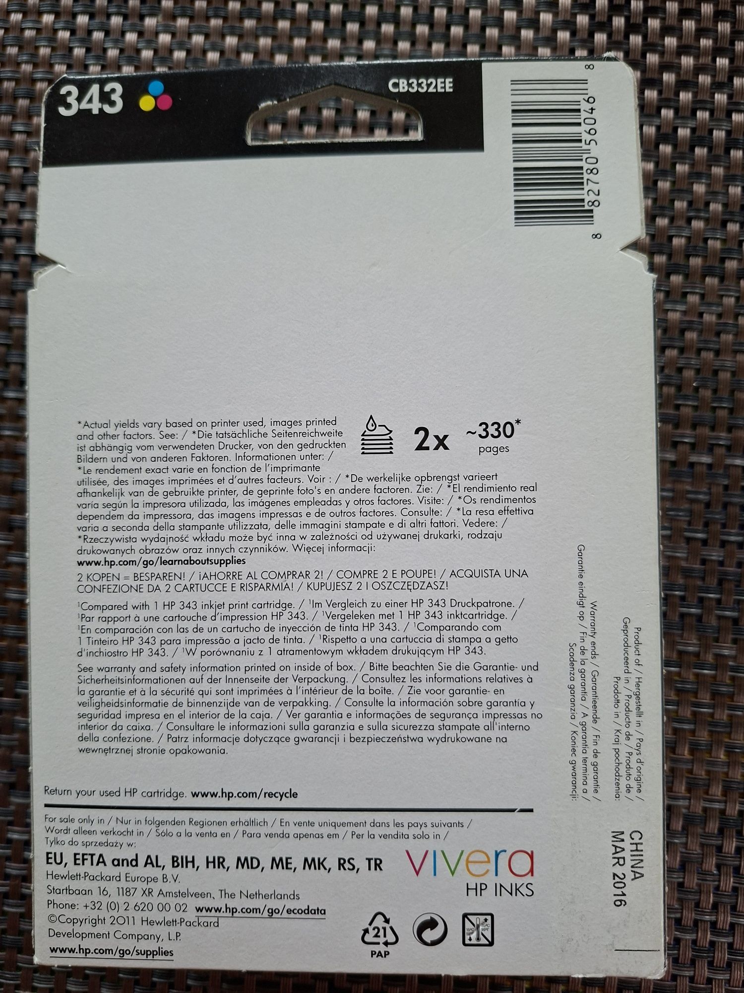 HP 343 tri-color dwupak
