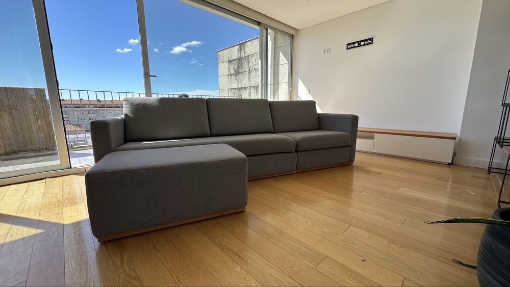 Sofá Modular Completo (3 Lugares + Poltrona + Puff) – Oportunidade!