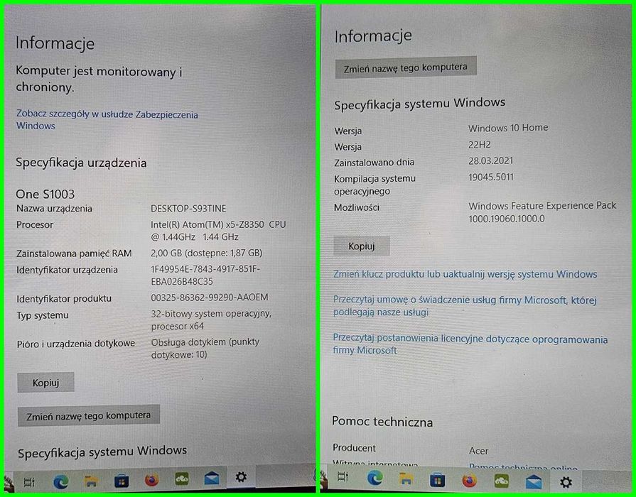 Laptop ACER One 10 (S1003)