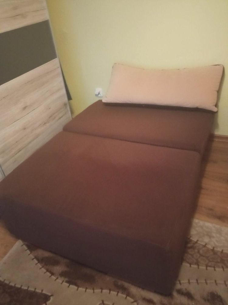 Kanapa sofa do spania kufer na pościel brazowa tapczan łóżko