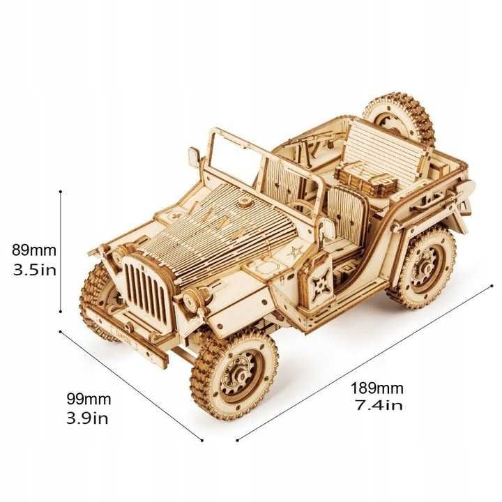 Drewniane Puzzle Robotime Model 3D Jeep Wojskowy Auto Field Car 369 el