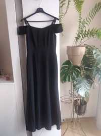 Czarna elegancka sukienka z koronkowymi wstawkami r. 36