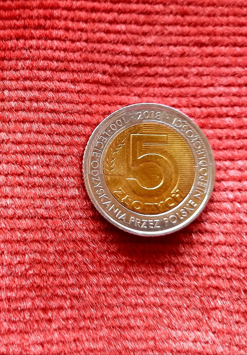 Moneta 5 zł jubileuszowa 100-lecie odzyskania niepodległości